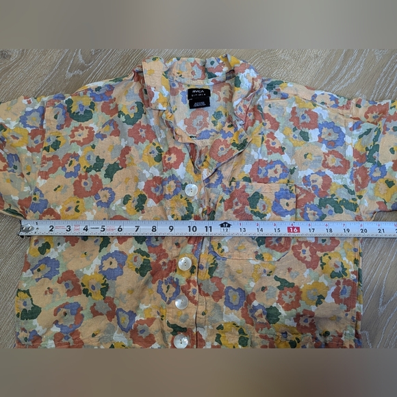 RVCA Women's Linen Blend Floral Hippie Shorts Blossom Romper Pockets - Picture 12 of 13